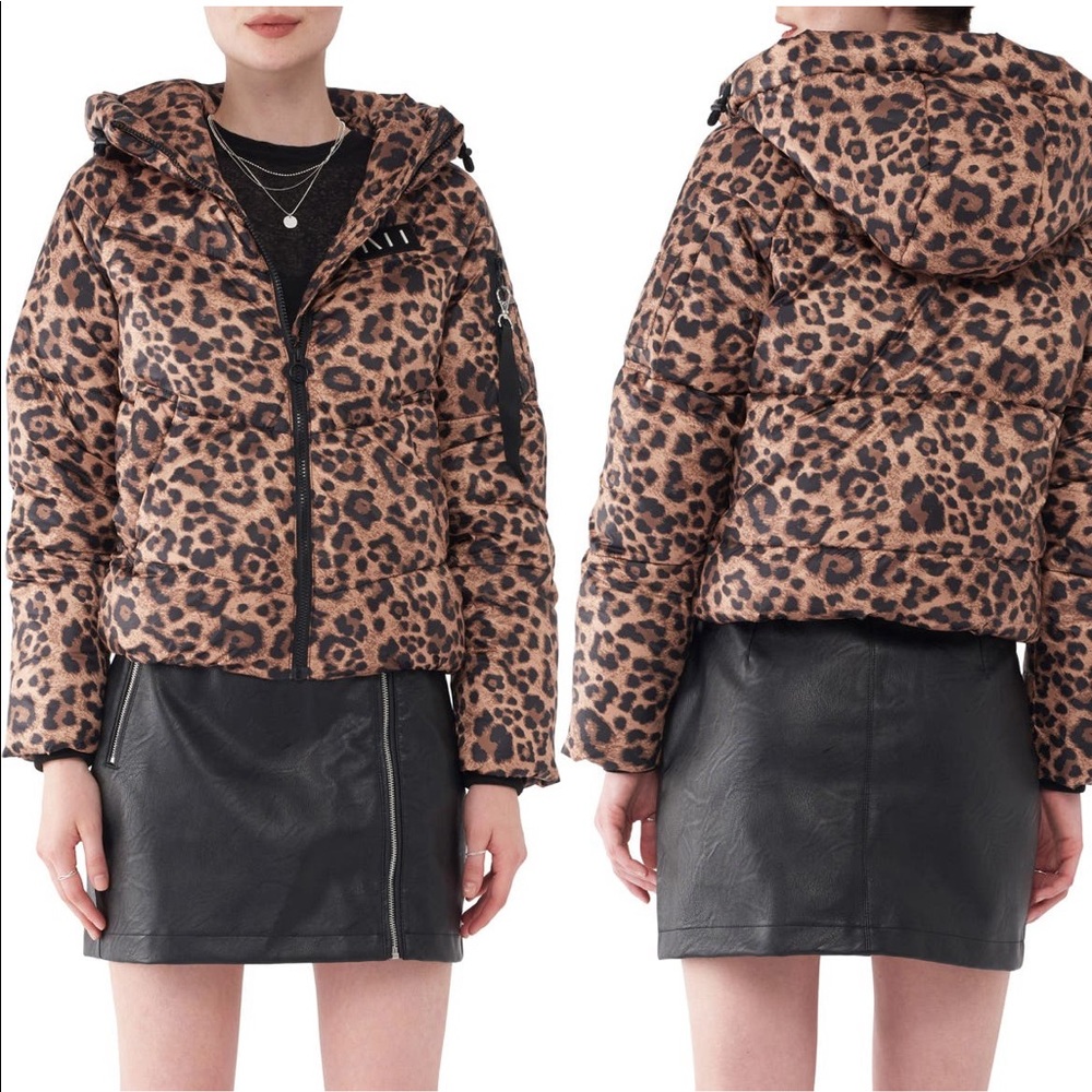 Nvlt Leopard Print Hooded Puffer - image 1